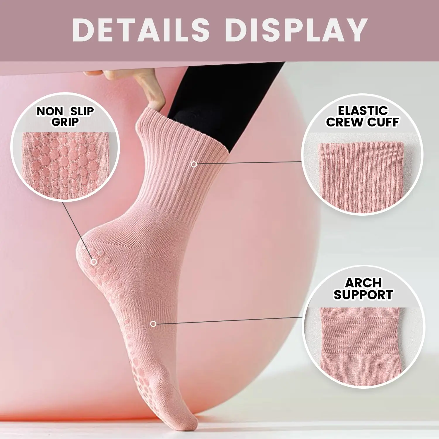 4 pairs of women's yoga socks, - đánh giá và giá Pilates & Yoga Vida